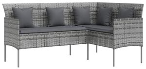VidaXL 5 személyes szürke polyrattan L-alakú kanapészett párnákkal