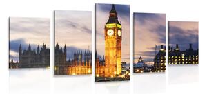 5 részes kép éjszakai Big Ben Londonban
