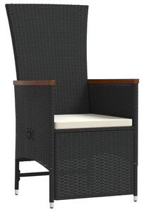 VidaXL 9 részes fekete polyrattan kerti étkezőgarnitúra párnákkal