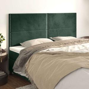 VidaXL 4 db sötétzöld bársony fejtámla 90x5x78/88 cm