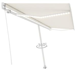 VidaXL krémszínű kézzel kihúzható LED-es napellenző 500x350 cm