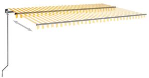 VidaXL sárga és fehér kézzel kihúzható LED-es napellenző 500x300 cm