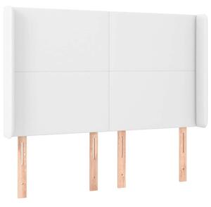 VidaXL Fehér Műbőr Ágyfejtámla Szárnyakkal - 147x16x118/128 cm