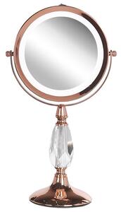 Rosegold sminktükör beépített LED világítással ø 18 cm MAURY
