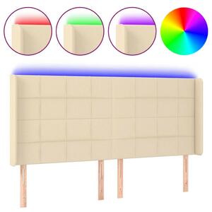 VidaXL LED-es Fejtámla - Krémszínű Szövet - 203x16x118/128 cm