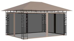 VidaXL tópszínű pavilon szúnyoghálóval/LED fényfüzérrel 4 x 3 x 2,73 m