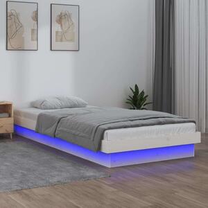 VidaXL fehér tömör fa ágykeret LED-világítással 90 x 200 cm