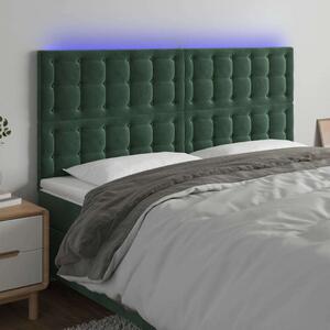 VidaXL sötétzöld bársony LED-es fejtámla 160x5x118/128 cm