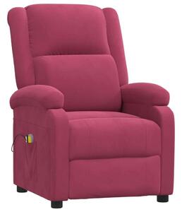 VidaXL bordó bársony elektromos masszázsfotel