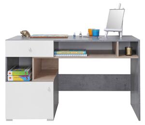 FABIO S10 íróasztal Szín: Fehér / beton / tölgy