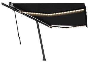 VidaXL antracitszürke kézzel kihúzható LED-es napellenző 500 x 300 cm