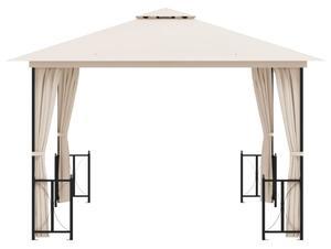 VidaXL krémszínű pavilon oldalfalakkal és dupla tetővel 3 x 3 m