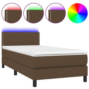 LED-es Barna Szövet Ágy Matraccal - 100x200 cm