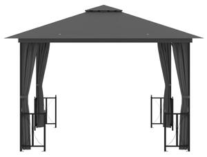 VidaXL antracitszürke pavilon oldalfalakkal és dupla tetővel 3 x 3 m