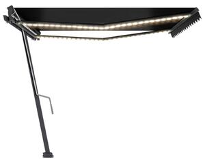 VidaXL antracitszürke kézzel kihúzható LED-es napellenző 400 x 300 cm