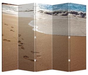 Paraván - nyomok a homokban és a tenger (210x170 cm)