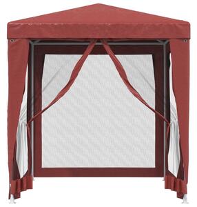VidaXL piros HDPE rendezvénysátor 4 hálós oldalfallal 2 x 2 m