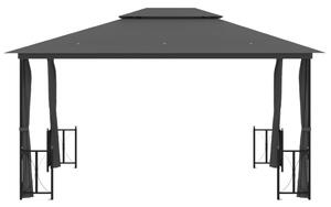 VidaXL antracitszürke pavilon oldalfalakkal és dupla tetővel 3x4 m