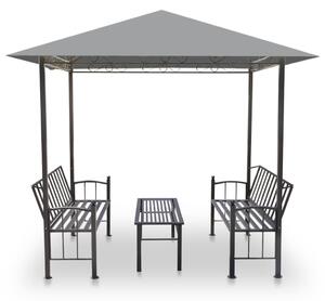 VidaXL antracitszürke kerti pavilon asztallal és padokkal 2,5x1,5x2,4m
