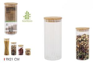 TITICO üveg élelmiszer-edény bambusz tetővel 9 x 21 cm