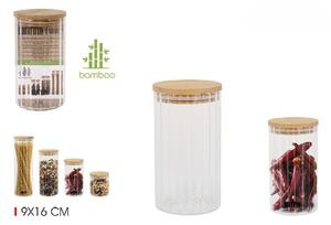 TITICO üveg élelmiszer-edény bambusz tetővel 9 x 16 cm