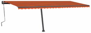 VidaXL narancs és barna kézzel kihúzható LED-es napellenző 600x350 cm