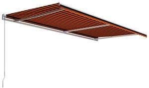 VidaXL narancssárga és barna kézzel kihúzható napellenző 600 x 300 cm