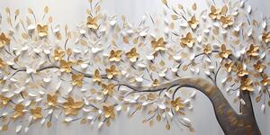 Kép fa arany-fehér virágokkal