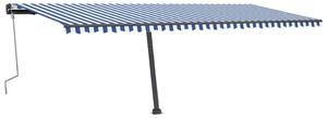 VidaXL kék és fehér kézzel kihúzható póznás napellenző 600 x 300 cm