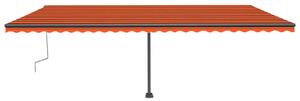 VidaXL narancs és barna kézzel kihúzható LED-es napellenző 600x300 cm