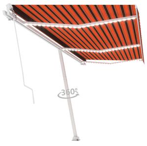 VidaXL narancs és barna kézzel kihúzható LED-es napellenző 600x300 cm