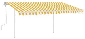 VidaXL sárga és fehér kézzel kihúzható LED-es napellenző 4 x 3 m
