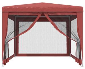 VidaXL piros HDPE rendezvénysátor 4 hálós oldalfallal 3x4 m
