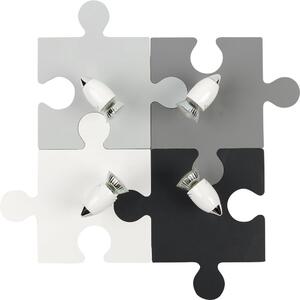 Puzzle nowodvorski fali mennyezeti lámpa elforgatható alkatrészek 4x gu10 szürke fehér fekete