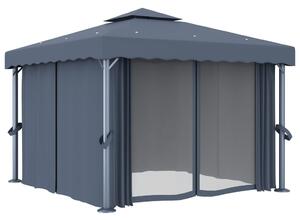 VidaXL antracitszürke alumíniumpavilon függönnyel 3 x 3 m
