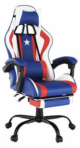 KONDELA Irodai/gamer szék, kék/piros/fehér, CAPTAIN NEW