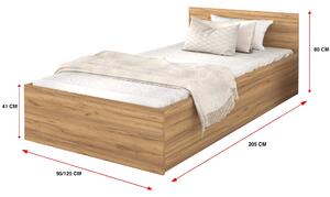 DOLLY egyszemélyes ágy ágyneműtartóval - craft tölgy Méret: 200x90