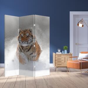 Paraván - Futó tigris a hóban (126x170 cm)