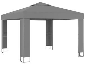 VidaXL antracitszürke dupla tetős pavilon LED fényfüzérrel 3 x 3 m
