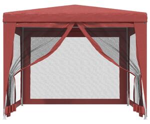VidaXL piros HDPE rendezvénysátor 4 hálós oldalfallal 3x3 m