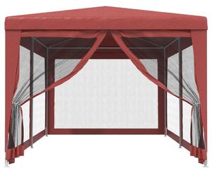 VidaXL piros HDPE rendezvénysátor 6 hálós oldalfallal 3 x 6 m