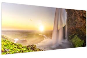 Kép - Seljalandsfoss a barlang mögül (120x50 cm)