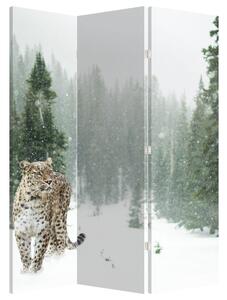 Paraván - Leopárd a hóban (126x170 cm)