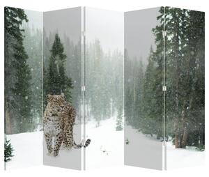 Paraván - Leopárd a hóban (210x170 cm)