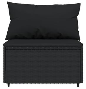 VidaXL fekete polyrattan kerti középső kanapé párnákkal