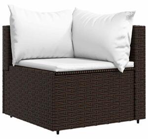 VidaXL barna polyrattan kerti sarokkanapé párnákkal