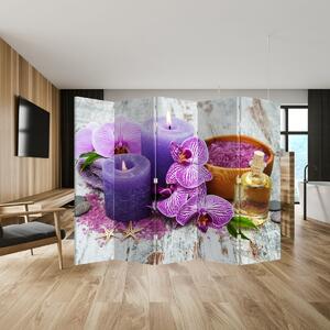 Paraván - Orchideák és gyertyák (210x170 cm)