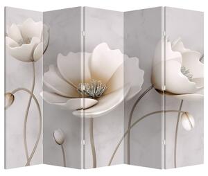 Paraván - Fehér virágok (225x180 cm)