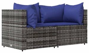 VidaXL 3 részes szürke polyrattan kerti ülőgarnitúra párnákkal