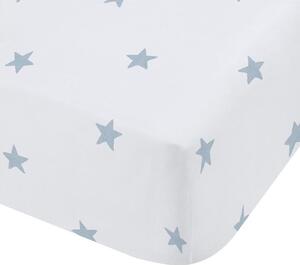 Fehér-kék gumis egyszemélyes pamut gyerek lepedő 90x190 cm Mini Star & Stripes – Bianca